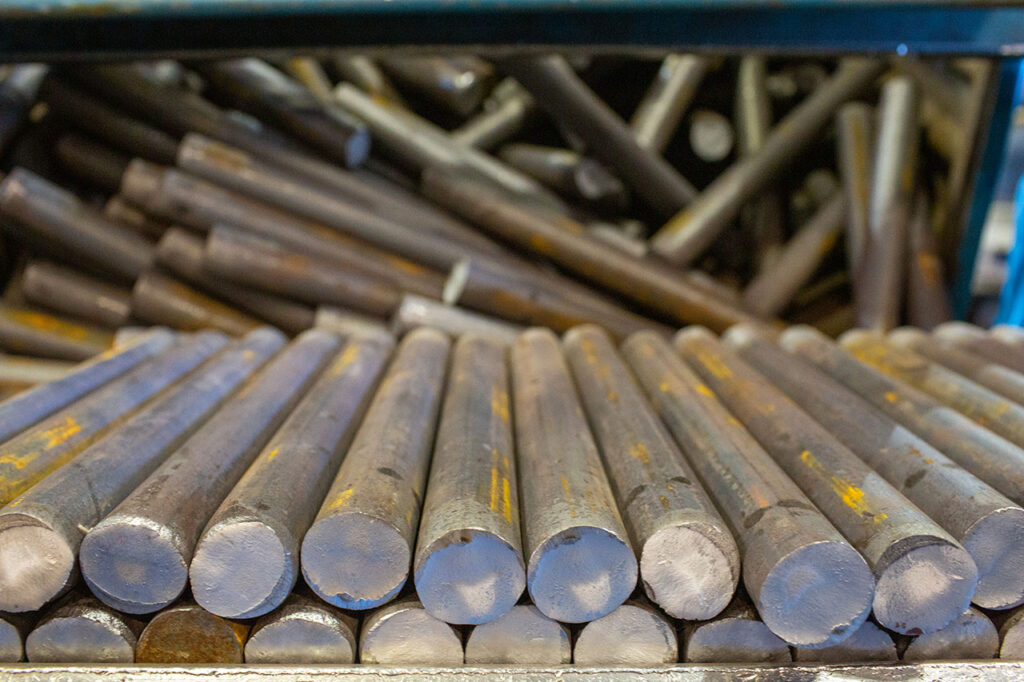 Billets stacked and ready to go into pitch roll